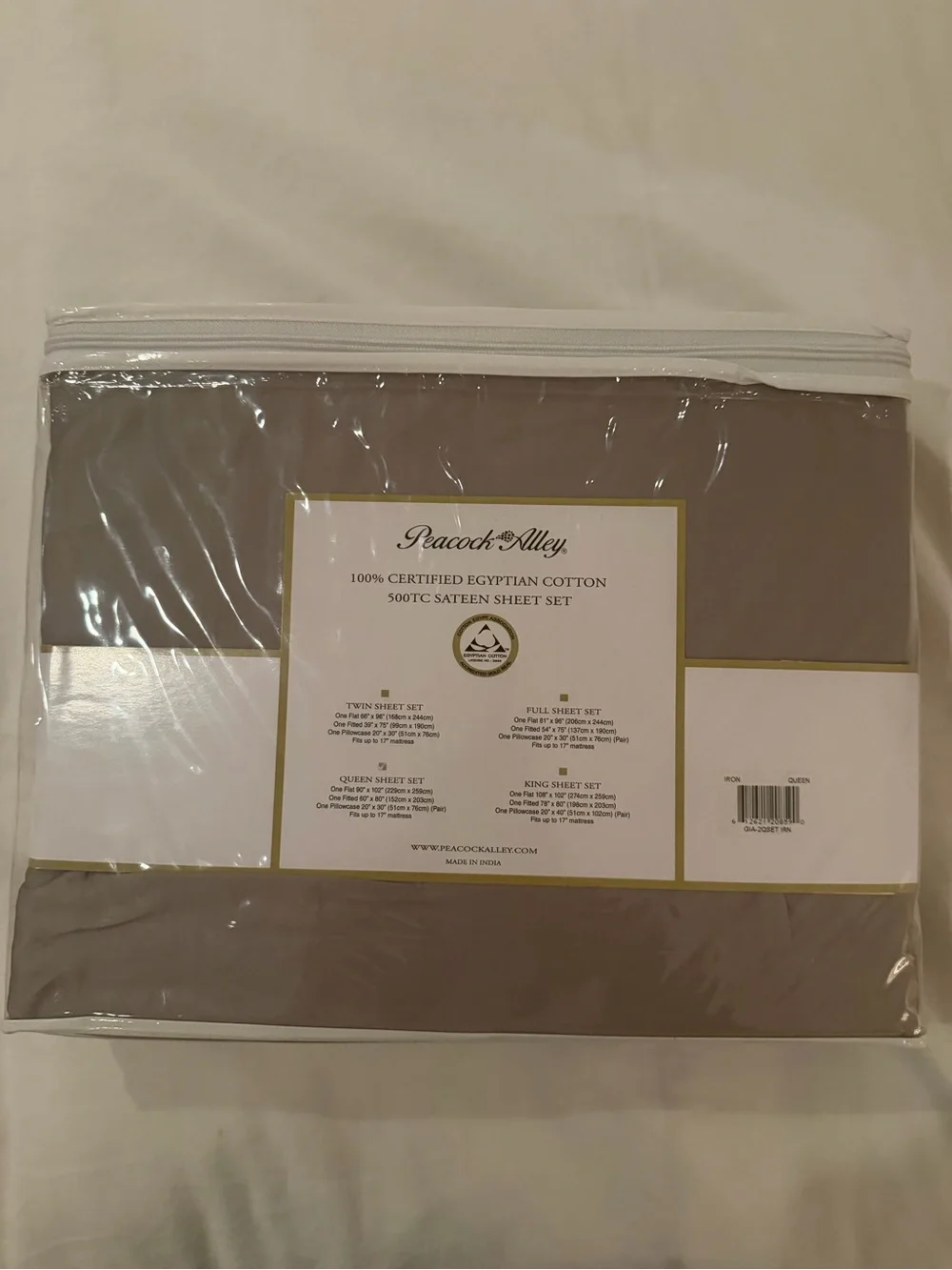Peacock Alley Queen Sheet Set in Gray - 500TC Egyptian Cotton